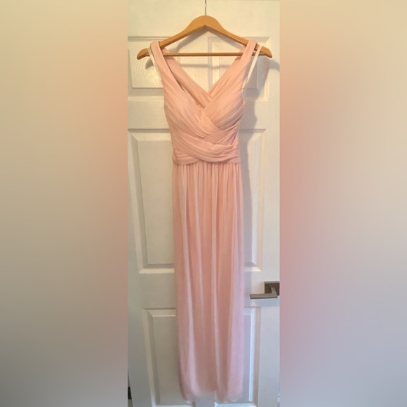 David’s Bridal Mesh Long Bridesmaid Dress with Criss Cross Back - Picture 7 of 8